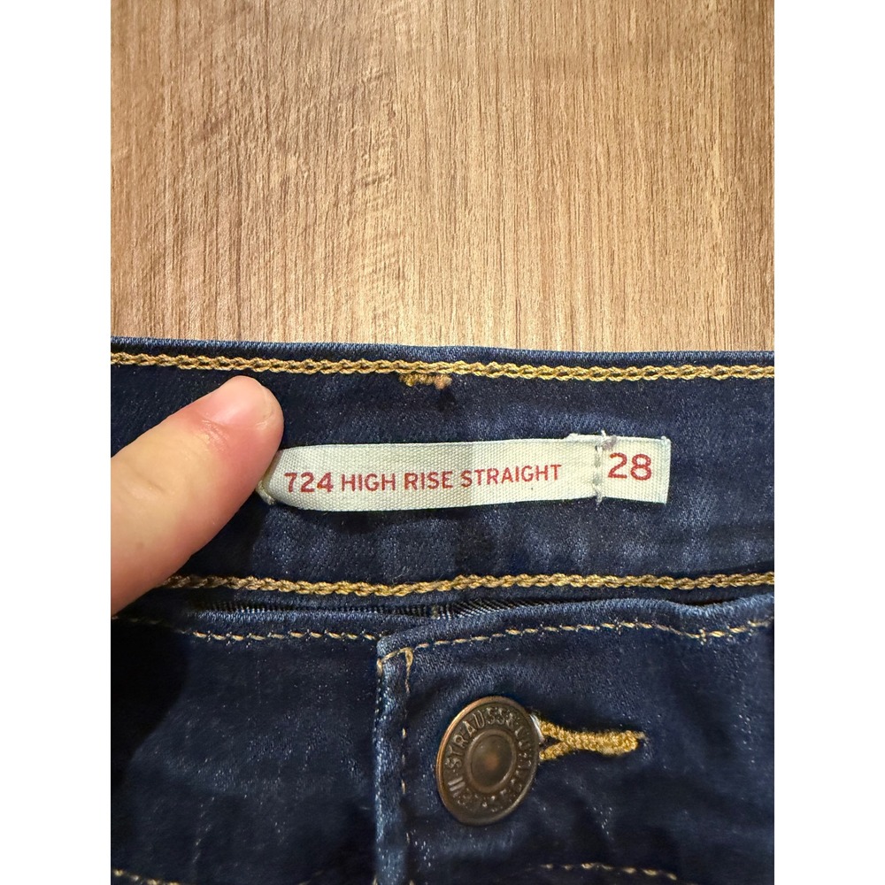 Levi's 724 High Rise Straight Jeans Womens 28 Blue Dark Wash WaterLess Denim - Picture 3 of 9